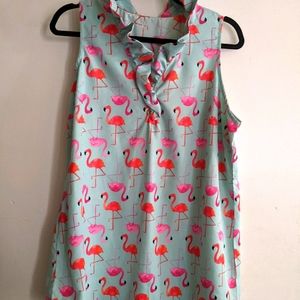 Flamingo ruffled-collar blouse